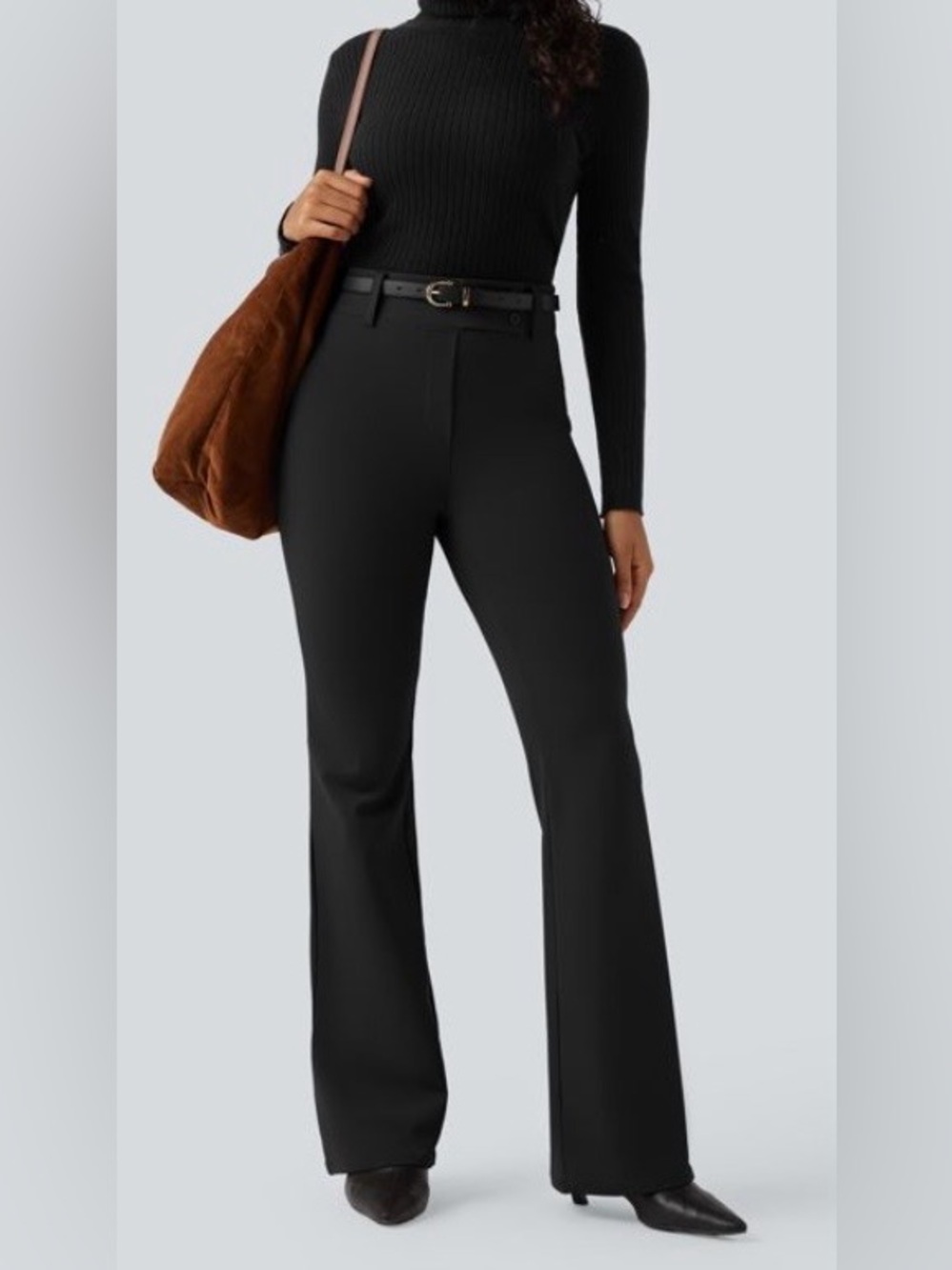 XLARGE TALL. HALARA DAYSTRETCH DECORATIVE BUTTON FLARE SLENDERIZING PANTS